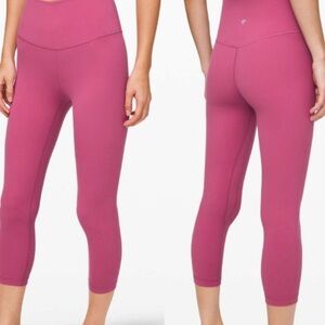 Lululemon align high rise 21” crop leggings mauve pink size 2 yoga gym running